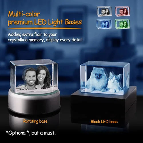 Miniatura 2 de Foto de cristal 3D, regalo conmemorativo personalizado de perro y gato para dueños de mascotas. Caja de regalo incluida, foto de cristal grabada