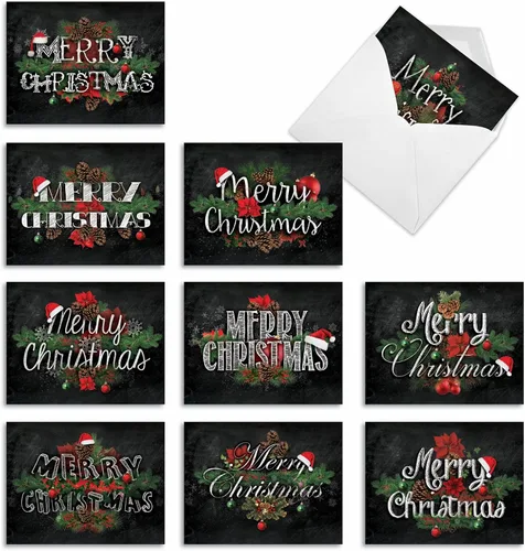 Miniatura 8 de The Best Card Company - 10 tarjetas navideñas de felicitación con sobres - Tarjetas festivas y divertidas surtidas para las vacaciones