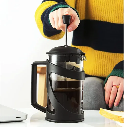 YUANBOO Cafetera de prensa francesa, vidrio de prensa francesa de 20 onzas, prensa de café de vidrio borosilicato grueso con 3 pantallas de filtro,