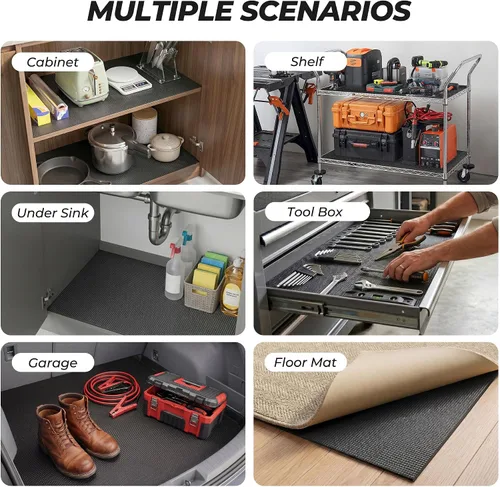 Miniatura 8 de PABUSIOR Foam Toolbox Shelf Liner: 5MM Thick Non-Slip Tool Box Liners for Drawer - Heavy Duty Cabinet Protector Mats for Kitchen Shelves Black 10" W