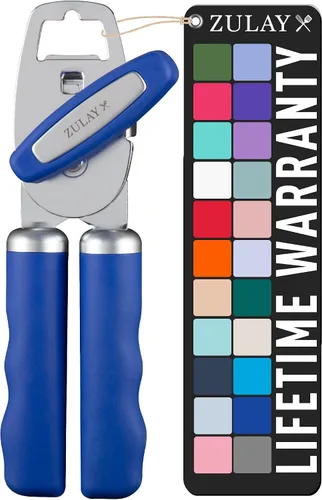 Miniatura 25 de Zulay Kitchen Abrelatas manual de acero inoxidable resistente con abridor de botellas, abrelatas manual a prueba de óxido con perilla giratoria