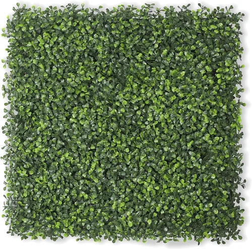 Miniatura 9 de Bybeton Paneles de pared de césped artificial, 10 x 10 pulgadas (12 unidades), paneles de boj anti rayos UV, telón de fondo de pared verde