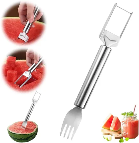 Cortador de frutas de acero inoxidable 2 en 1, cortador de sandía, cortador de sandía 2026, herramienta de corte de melón, herramienta de corte de