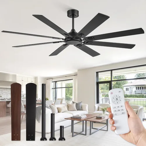 Miniatura 13 de Fanbulous Ventiladores de techo de 42 pulgadas sin luz con control remoto, ventilador de techo moderno sin luz, acabado doble, 6 cuchillas, motor CC