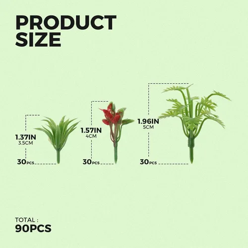 Miniatura 7 de Yetaha 90 piezas de mini árboles modelo, plantas en miniatura, arbustos verdes, modelos de arbustos, plantas artificiales para tren, paisaje