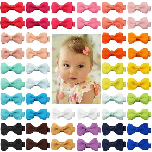 Miniatura 10 de CÉLLOT Pinzas para el pelo para bebés y niñas, 25 unidades, totalmente forradas, lazos para el pelo de 2 pulgadas, pinzas de cocodrilo para bebés