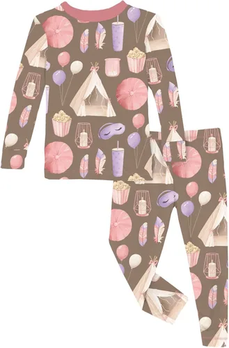Miniatura 48 de KicKee Pants Conjunto de pijama de manga larga con estampado de piezas
