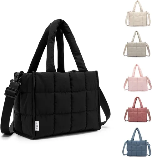 Miniatura 10 de NOL Natural Organic Lifestyle Bolsa de almuerzo de nailon para mujer con aislamiento acolchado, bolsa de mano hinchable y aislada para mujer, caja