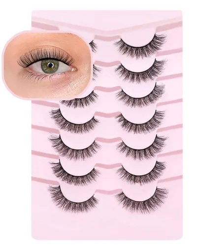 Miniatura 10 de Pestañas naturales de ojo de zorro pestañas postizas de banda transparente, pestañas postizas de ojo de gato, extensiones de pestañas Foxy, 7 pares