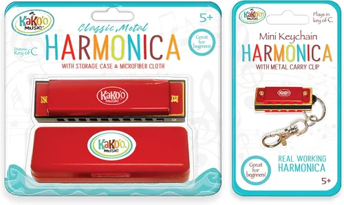 Miniatura 8 de KaKo'o Music - Juego de armónica de acero inoxidable, color azul vibrante, tamaño estándar, instrumento de viento para principiantes para niños