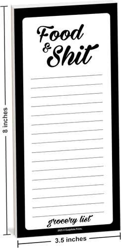 Miniatura 2 de Bloc de notas magnético para lista de comestibles, lista de compras divertida de alimentos y mierda, 7 x 4.25 pulgadas, 50 hojas