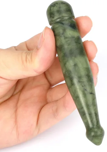 gemshan Jade Gua Sha Pen - Herramienta de masaje de tejido profundo hecha a mano, terapia de raspado, relajación facial y corporal Verde (Green Jade)