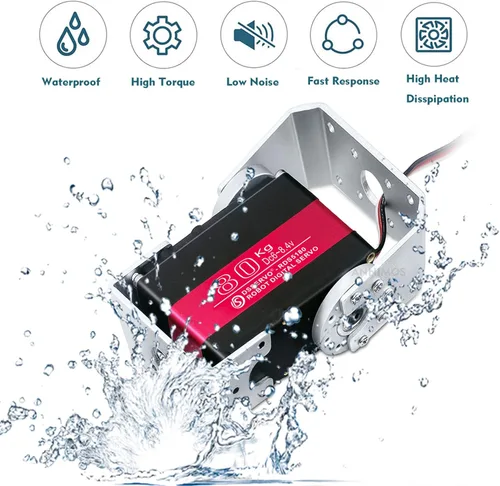 Miniatura 5 de Servomotor de Robot de 80 kg 8.4V de Alto Par con Engranaje de Acero Resistente al Agua, Servos de Dirección Digitales Grandes con Soportes