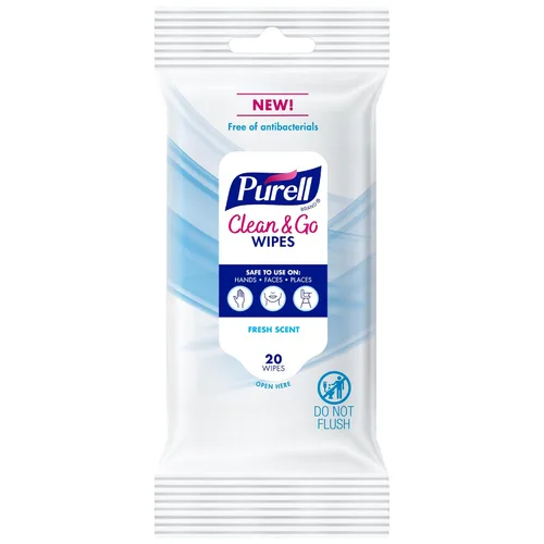 Miniatura 2 de Purell Toallitas de limpieza Clean & Go, para piel y superficie, aroma fresco, paquete de viaje de 20 unidades (pack de 12), 9269-12-CMR