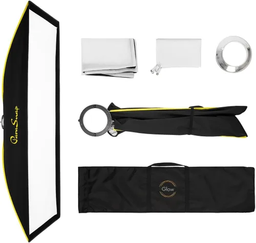Glow ParaSnap - Caja de luz de fibra de ley de 14 x 60 pulgadas con difusores externos e internos, 5.669 in Bowens Speedring, adaptador de caja