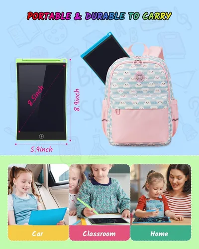 Miniatura 6 de TECJOE Tableta de Escritura LCD, 8.5 Pulgadas, Paquete de 2 Tableros de Garabatos Coloridos, Tableta de Dibujo para Niños, Juegos de Viaje