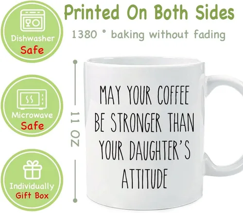 Miniatura 4 de May Your Coffee Be Stronger Than Your Daughter's Attitude - Divertida taza sarcástica de regalo para papá, mamá, esposa o esposo – Novedad