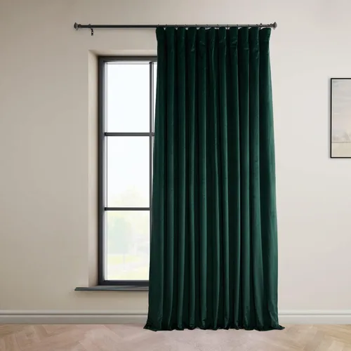 HPD Half Price Drapes Signature - Cortinas opacas de terciopelo extra anchas para dormitorio (1 panel), 100 pulgadas de ancho x 84 pulgadas de Verde