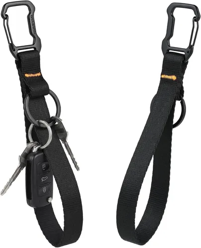 Miniatura 9 de DELSWIN Llavero de pulsera para llaves, correa de muñeca resistente con mosquetón y llavero, llavero negro Negro (1 paquete) - 9.5" Largo