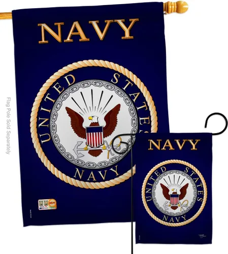 Miniatura 27 de Breeze Decor Bandera de jardín de 13 x 18.5 pulgadas, con licencia oficial de las Fuerzas Armadas de los Estados Unidos de la Marina de los Estados