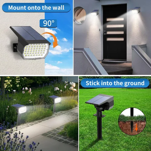 Miniatura 5 de Tadyreal Luces Solares de Foco para Exteriores Paquete de 10, [46 LED/3 Modos] Focos Solares para Paisajismo Impermeables, 2-en-1 Encendido/Apagado