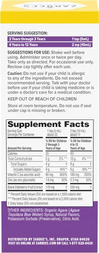 Miniatura 7 de Zarbee's Jarabe de saúco para niños, apoyo inmunológico diario con vitamina C y zinc, suplemento líquido para niños, sabor a bayas naturales, 4