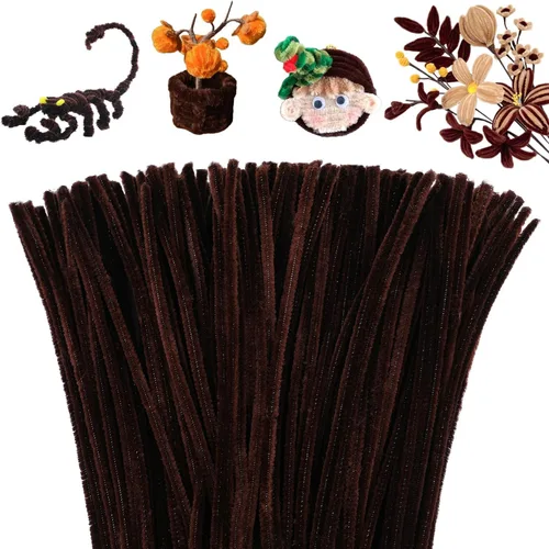 Miniatura 17 de Mnuizu - 200 limpiadores de tuberías, tallos de chenilla para manualidades, varillas esponjosas para manualidades navideñas y suministros de Rosa