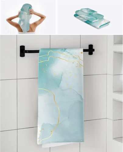 Miniatura 7 de Marble Agate Bath Towels for Bathroom Set - Luxury Towels Gifts for Women,Quick Dry Beach Kitchen Hand Hair Face Yoga Workout Gym Towel and Dish