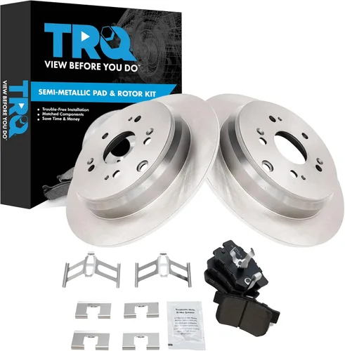 Miniatura 77 de TRQ Juego de pastillas de freno semimetálicas traseras y rotores compatibles con Chevrolet Trailblazer 02-06 Trailblazer EXT 04-06 SSR 02-07 GMC