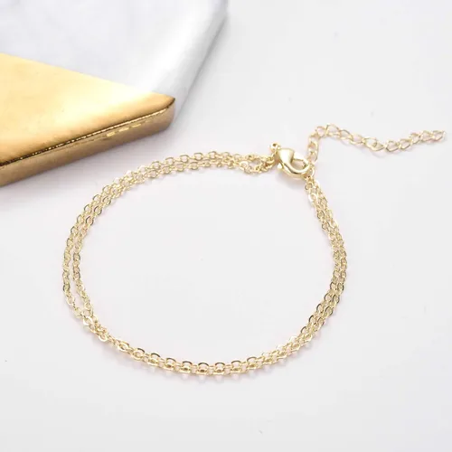 Miniatura 6 de Pulsera de cadena de elegante oro para mujer, pulseras de cadena individual o en capas, con eslabón de dije de corazón, karma, triángulo, perlas