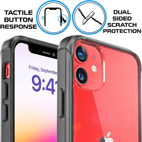 Miniatura 3 de REBEL Funda transparente para iPhone 12 Mini [Crystal Series Gen-2] sin amarillamiento, doble arañazos, protección a prueba de golpes, agarre