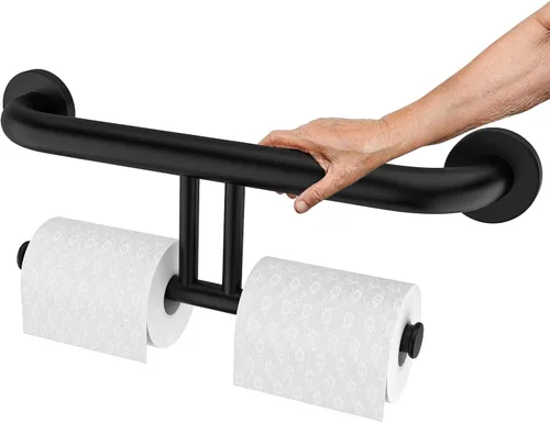 Miniatura 8 de Toallero de níquel cepillado con barra de agarre, mango de soporte equilibrado de seguridad de acero inoxidable de 17 pulgadas, toallero