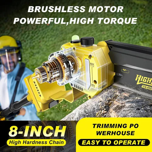 Miniatura 3 de Sierras de poste eléctricas 2 en 1 para recortar árboles, mini motosierra inalámbrica de 8 pulgadas con poste de extensión, motor sin escobillas