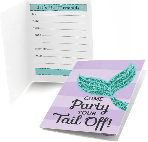 Big Dot of Happiness Let's Be Mermaids - Invitaciones para baby shower o fiesta de cumpleaños (8 unidades)