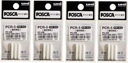 Uni Posca Puntas de repuesto PCR-5 para marcador de pintura Posca PC-5M, × 4 paquetes/total 12 unidades (importación de Japón) [Paquete original