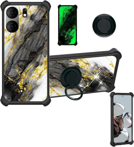 Miniatura 27 de Aroepurt Cricket Ovation 2 - Funda compatible con AT&T Maestro Max (2021) [PC duro + silicona suave] [purpurina dorada + luminosa] JSH-HDL