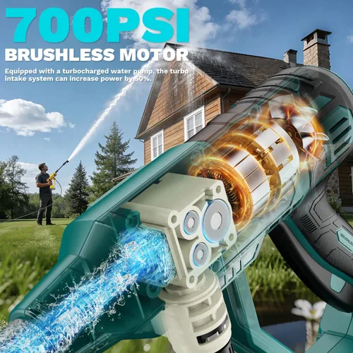 Miniatura 2 de Lavadora portátil inalámbrica compatible con batería Makita de 18 V, herramienta de limpieza portátil de mano con motor sin escobillas, boquilla 6