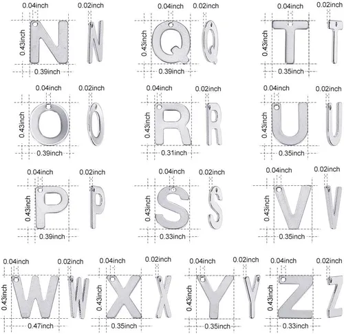 Miniatura 3 de DanLingJewelry 150 – 200 dijes de letras aleatorias de acero inoxidable 304 mezclados del alfabeto A-Z, surtidos para fabricación de joyas