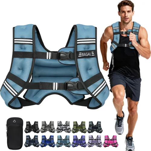 Miniatura 17 de BAGAIL Chaleco con peso de 5, 8, 10, 12, 15, 20, 25, 30 lbs, para caminar y perder peso, reflectante, con bolsa para teléfono, para mujeres y Negro