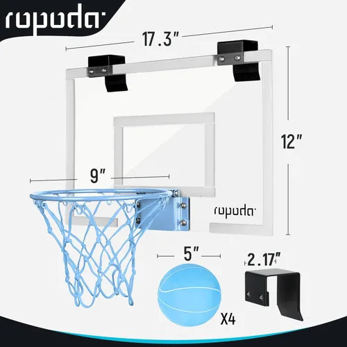 Miniatura 6 de ropoda Mini aro de baloncesto - Brilla en la oscuridad, aro de baloncesto sobre la puerta para interiores, tablero de baloncesto