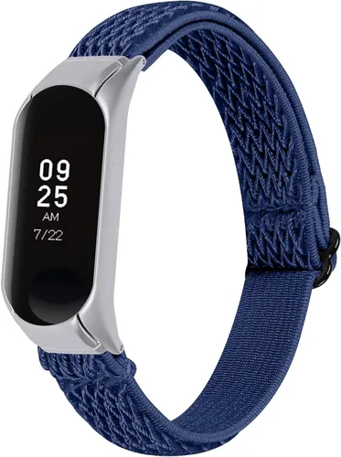 Miniatura 11 de Correa de repuesto Mi Band 3, correa ajustable transpirable de 5.3 a 8.3 pulgadas, correa elástica de repuesto de nailon suave con marco de metal Y09