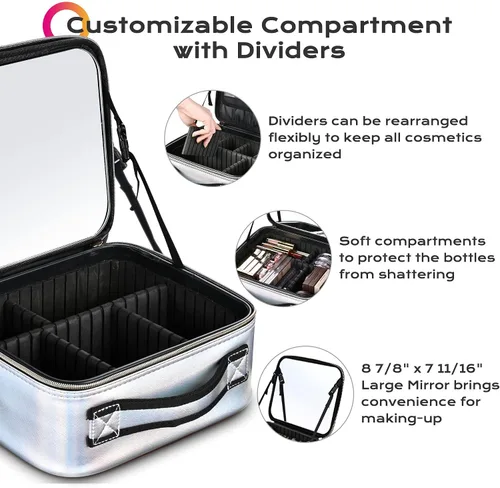 Miniatura 7 de BYOOTIQUE Bolsa de maquillaje de viaje para maquillaje, estuche de almacenamiento de cosméticos de 10 pulgadas, caja de almacenamiento portátil