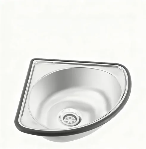 Miniatura 6 de Fregadero de acero inoxidable montado en la pared de un solo cuenco, lavabo triangular grueso para fregadero pequeño para cocina, baño, lavabo