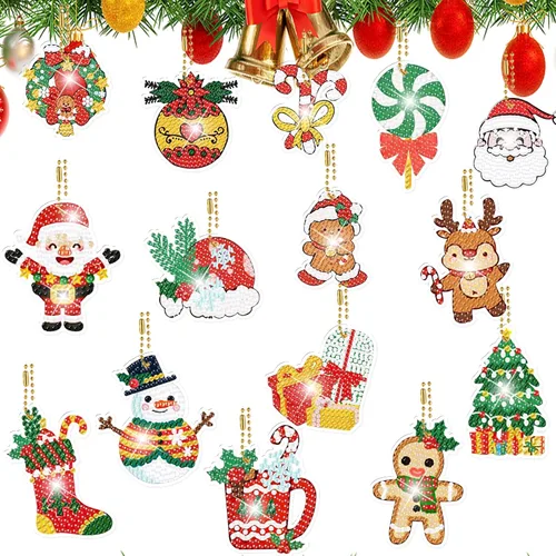 Miniatura 9 de YUE ZHE 9 llaveros de pintura de diamantes de animales, kits de arte de diamantes de animales para adultos, pintura 5D de doble cara para adultos