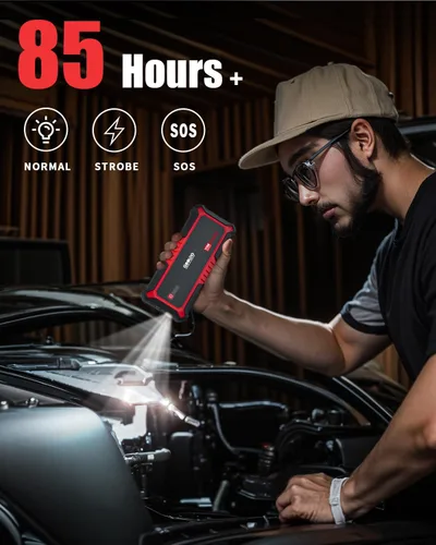 Miniatura 6 de GOOLOO Inflador de neumáticos GT160, compresor de aire portátil para automóvil, motocicleta, bicicleta, bola y GP3000 arrancador de coche rojo