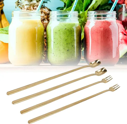 Miniatura 3 de 4 cucharas de té helado de mango largo, cuchara de café de acero inoxidable 304, cuchara de café de mango largo y tenedor con cuchara de mezcla