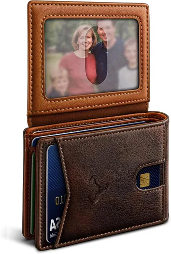 Miniatura 15 de BULLIANT Billetera para hombre, delgada de cuero, bolsillo frontal, tarjetero para regalo, para hombres, 11 ranuras con bloqueo RFID, Minimalista