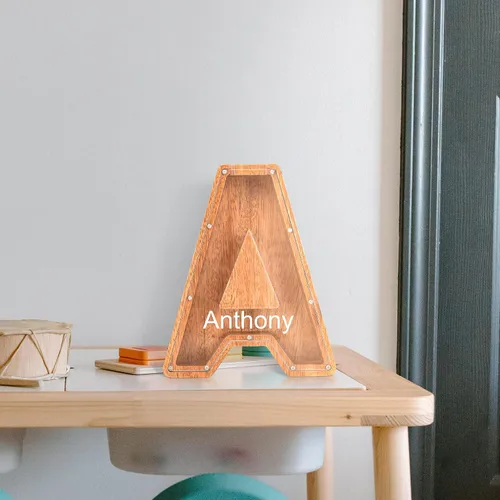 Miniatura 3 de Alcancías con nombre personalizado para niños, alcancía de letras personalizadas, banco de dinero del alfabeto de madera, regalos para niños
