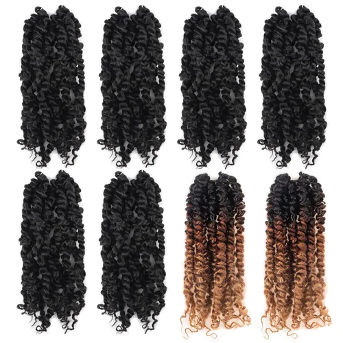 Miniatura 47 de TOYOTRESS Tiana Passion Twist Hair - Cabello Passion Twist de 16 pulgadas, trenzas pretrenzadas de ganchillo negro natural, extensiones de cabello 1b