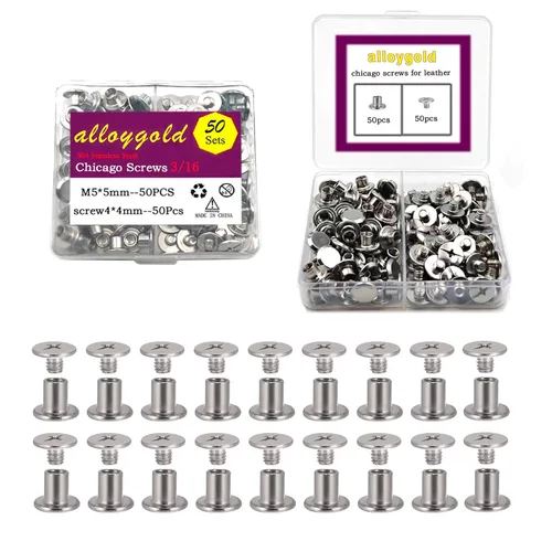 Miniatura 22 de 50 Juegos M5*6 Negro Pistola Kit de Tornillos Chicago Remaches de Cuero Tornillos Remaches Chicago Botones de Tornillos DIY Acabado de Cuero